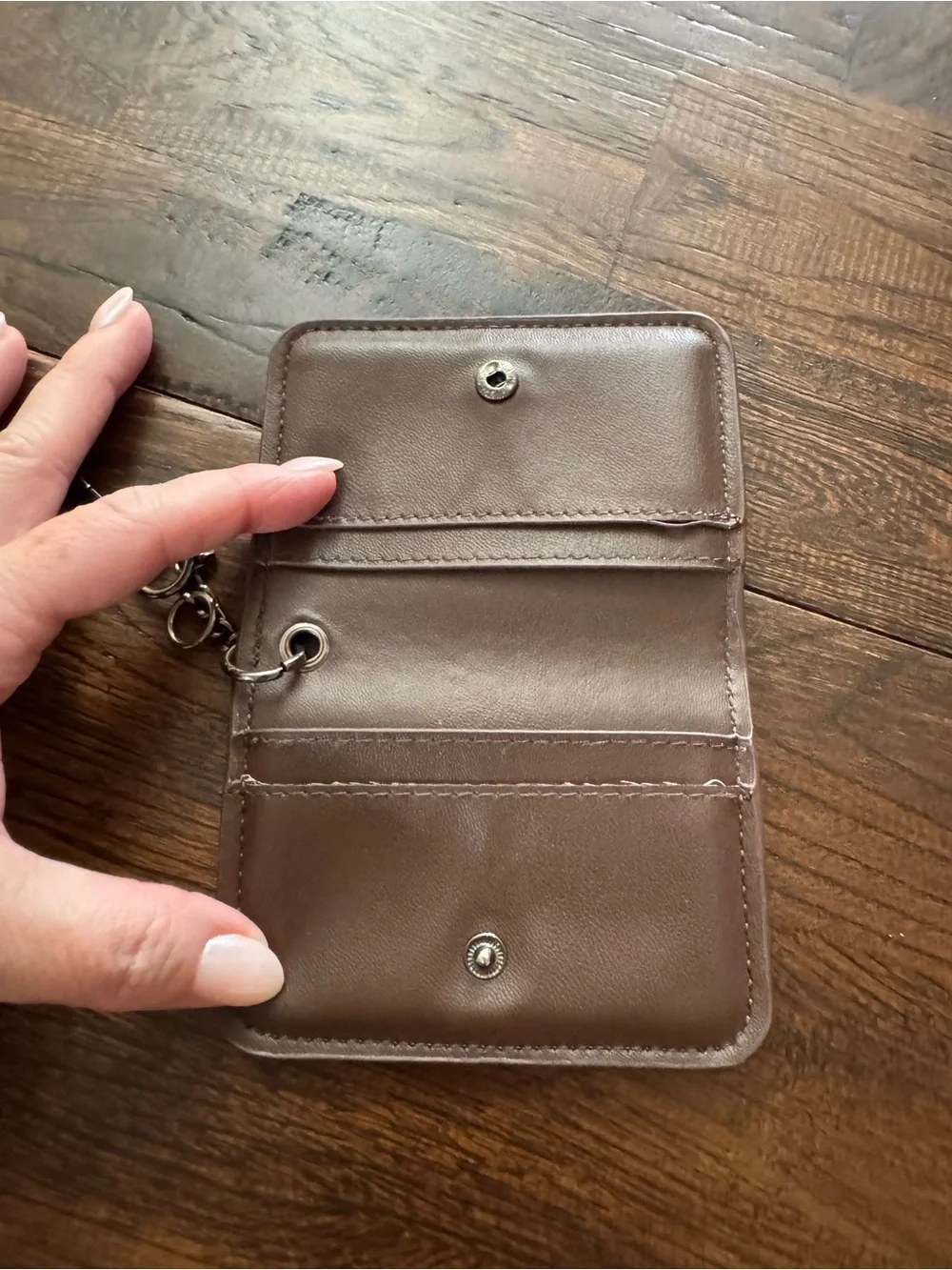 Steve Madden Brown & White Cow Print Card Holder Keychain